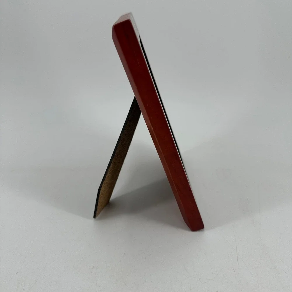 Cherry Red Wood Picture Frame Black Inner Border Tabletop Wall Mount 5x7